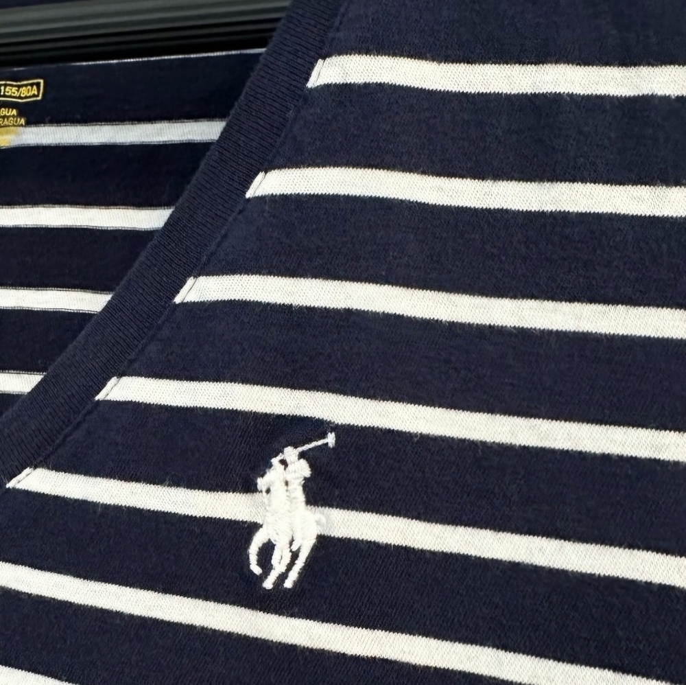 POLO Ralph Lauren (XL) Navy & White Striped Shirt - Picture 3 of 6